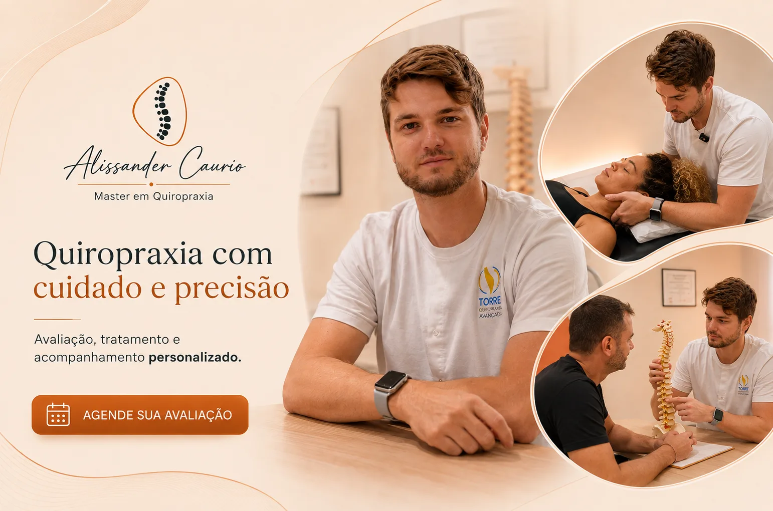 Alissander Caurio, Master em Quiropraxia. Quiropraxia com cuidado e precisão: avaliação, tratamento e acompanhamento personalizado no consultório em Boa Viagem, Recife.